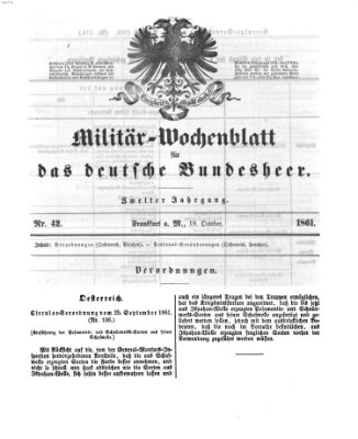 Militär-Wochenblatt für das deutsche Bundesheer Samstag 19. Oktober 1861