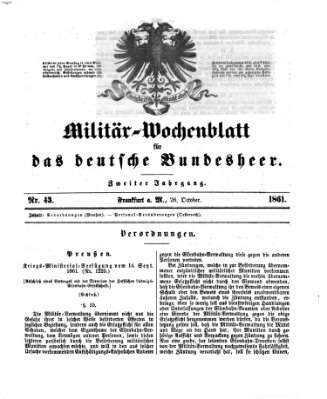 Militär-Wochenblatt für das deutsche Bundesheer Samstag 26. Oktober 1861