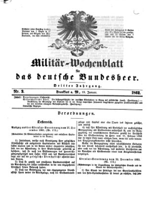 Militär-Wochenblatt für das deutsche Bundesheer Samstag 18. Januar 1862