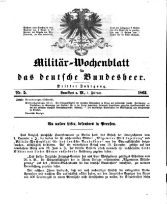 Militär-Wochenblatt für das deutsche Bundesheer Samstag 1. Februar 1862