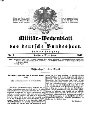 Militär-Wochenblatt für das deutsche Bundesheer Samstag 8. Februar 1862