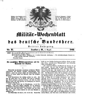 Militär-Wochenblatt für das deutsche Bundesheer Samstag 2. August 1862