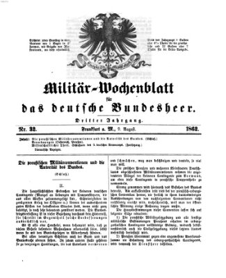 Militär-Wochenblatt für das deutsche Bundesheer Samstag 9. August 1862