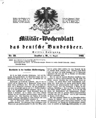 Militär-Wochenblatt für das deutsche Bundesheer Samstag 16. August 1862