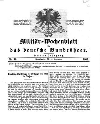 Militär-Wochenblatt für das deutsche Bundesheer Samstag 6. September 1862