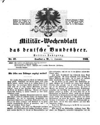 Militär-Wochenblatt für das deutsche Bundesheer Samstag 13. September 1862