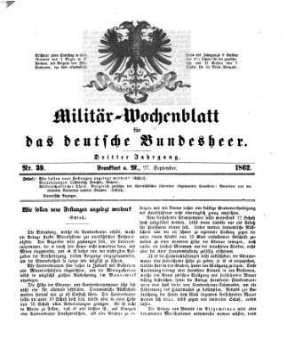 Militär-Wochenblatt für das deutsche Bundesheer Samstag 27. September 1862