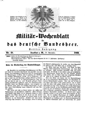 Militär-Wochenblatt für das deutsche Bundesheer Samstag 29. November 1862