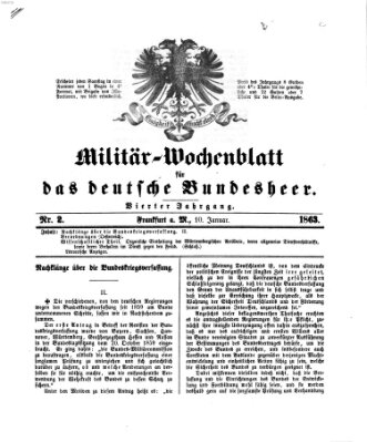 Militär-Wochenblatt für das deutsche Bundesheer Samstag 10. Januar 1863