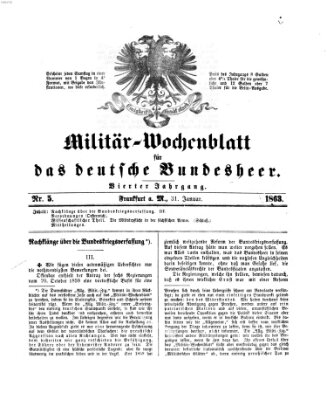 Militär-Wochenblatt für das deutsche Bundesheer Samstag 31. Januar 1863