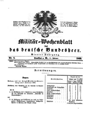 Militär-Wochenblatt für das deutsche Bundesheer Samstag 21. Februar 1863