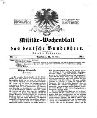 Militär-Wochenblatt für das deutsche Bundesheer Samstag 14. März 1863