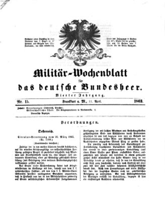 Militär-Wochenblatt für das deutsche Bundesheer Samstag 11. April 1863