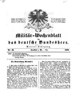 Militär-Wochenblatt für das deutsche Bundesheer Samstag 9. Mai 1863