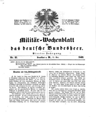 Militär-Wochenblatt für das deutsche Bundesheer Samstag 23. Mai 1863