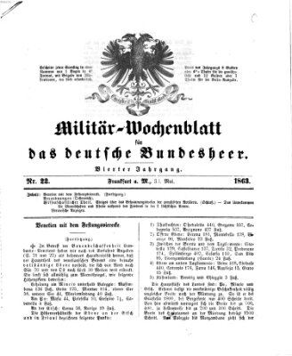 Militär-Wochenblatt für das deutsche Bundesheer Samstag 30. Mai 1863