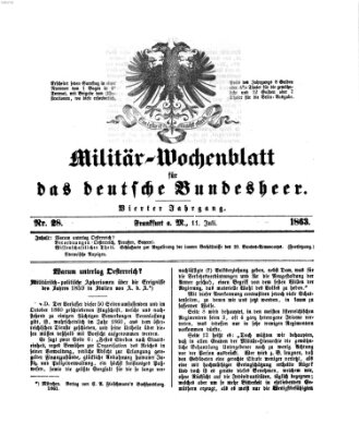 Militär-Wochenblatt für das deutsche Bundesheer Samstag 11. Juli 1863