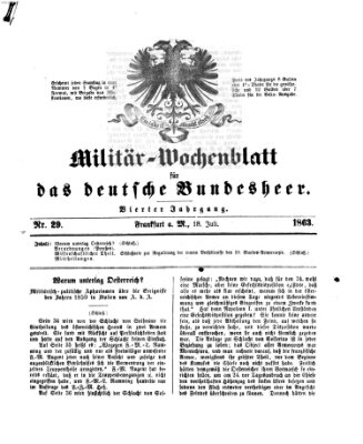 Militär-Wochenblatt für das deutsche Bundesheer Samstag 18. Juli 1863