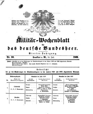 Militär-Wochenblatt für das deutsche Bundesheer Samstag 25. Juli 1863