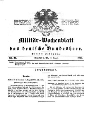 Militär-Wochenblatt für das deutsche Bundesheer Samstag 15. August 1863