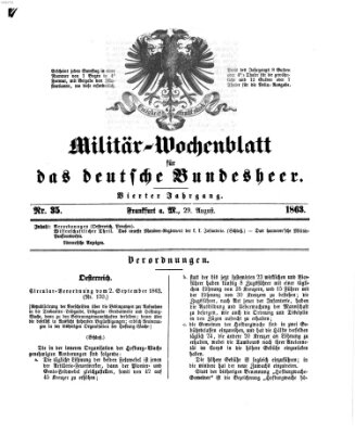 Militär-Wochenblatt für das deutsche Bundesheer Samstag 29. August 1863