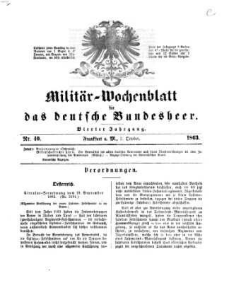 Militär-Wochenblatt für das deutsche Bundesheer Samstag 3. Oktober 1863