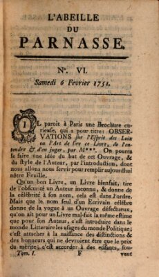 L' Abeille du Parnasse Samstag 6. Februar 1751