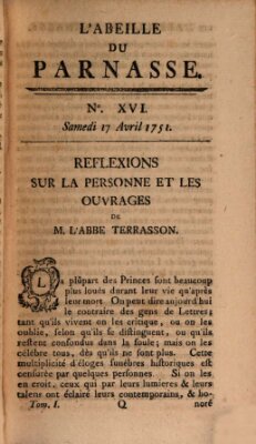 L' Abeille du Parnasse Samstag 17. April 1751