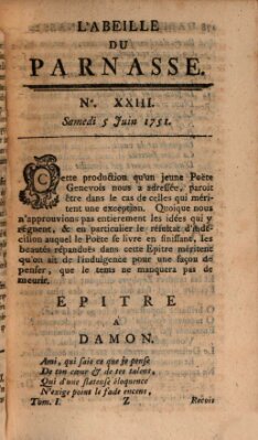 L' Abeille du Parnasse Samstag 5. Juni 1751