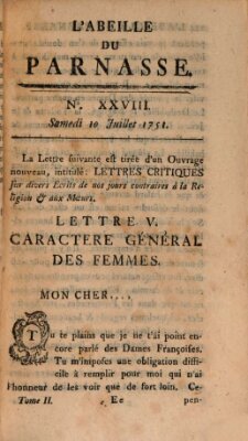 L' Abeille du Parnasse Samstag 10. Juli 1751