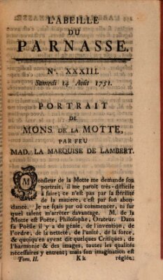 L' Abeille du Parnasse Samstag 14. August 1751