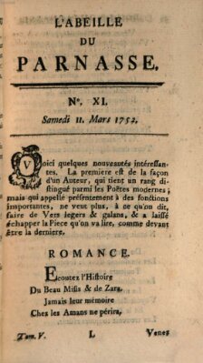 L' Abeille du Parnasse Samstag 11. März 1752