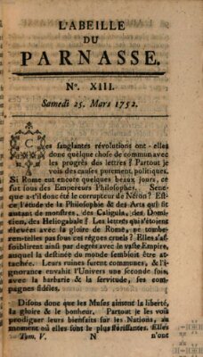 L' Abeille du Parnasse Samstag 25. März 1752