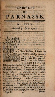 L' Abeille du Parnasse Samstag 3. Juni 1752