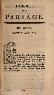 L' Abeille du Parnasse Samstag 10. Juni 1752