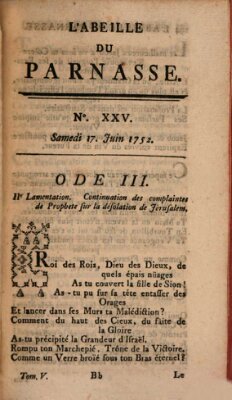 L' Abeille du Parnasse Samstag 17. Juni 1752