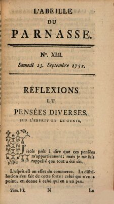 L' Abeille du Parnasse Samstag 23. September 1752