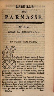 L' Abeille du Parnasse Samstag 30. September 1752