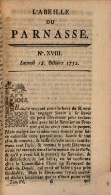 L' Abeille du Parnasse Samstag 28. Oktober 1752