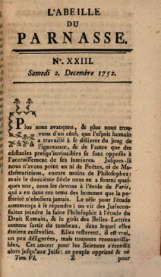 L' Abeille du Parnasse Samstag 2. Dezember 1752