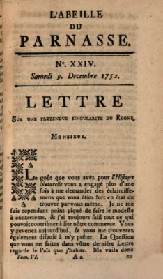 L' Abeille du Parnasse Samstag 9. Dezember 1752