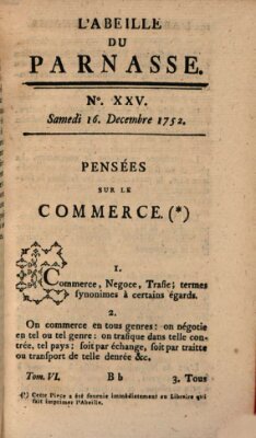 L' Abeille du Parnasse Samstag 16. Dezember 1752