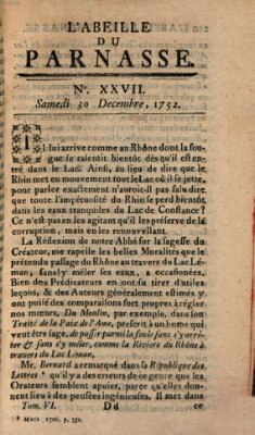 L' Abeille du Parnasse Samstag 30. Dezember 1752