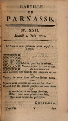 L' Abeille du Parnasse Samstag 2. Juni 1753