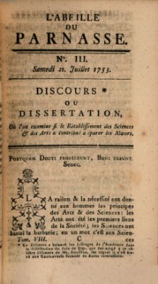 L' Abeille du Parnasse Samstag 21. Juli 1753