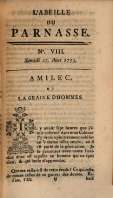 L' Abeille du Parnasse Samstag 25. August 1753