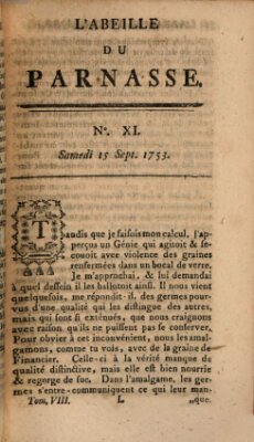 L' Abeille du Parnasse Samstag 15. September 1753