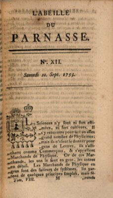 L' Abeille du Parnasse Samstag 22. September 1753