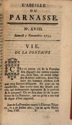 L' Abeille du Parnasse Samstag 3. November 1753