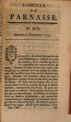 L' Abeille du Parnasse Samstag 10. November 1753